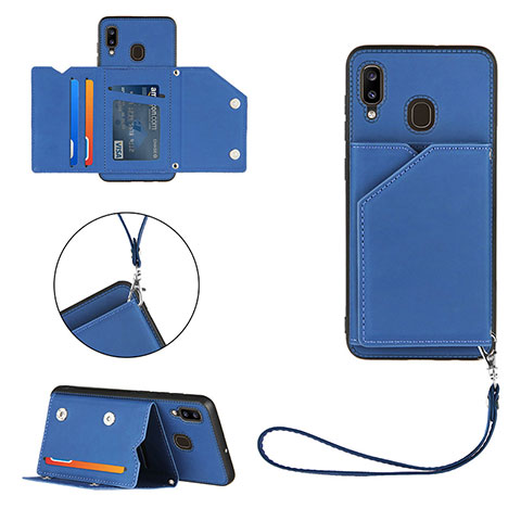 Custodia Lusso Pelle Cover Y03B per Samsung Galaxy A30 Blu