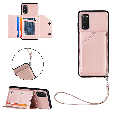 Custodia Lusso Pelle Cover Y03B per Samsung Galaxy S20 5G Oro Rosa