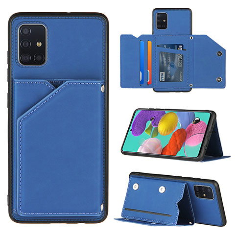 Custodia Lusso Pelle Cover Y04B per Samsung Galaxy M40S Blu