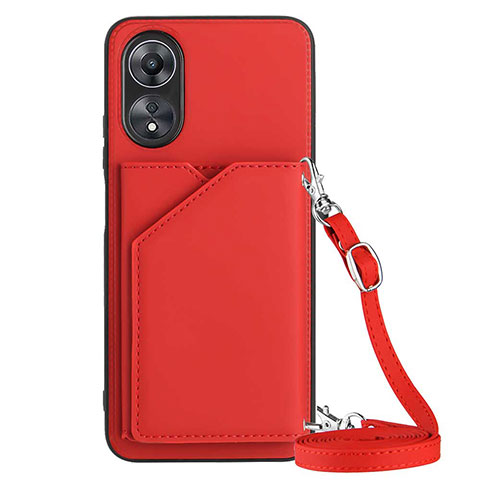 Custodia Lusso Pelle Cover YB3 per Oppo A78 5G Rosso