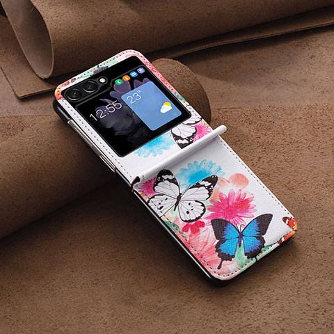Custodia Lusso Pelle e Plastica Opaca Cover BF2 per Samsung Galaxy Z Flip5 5G Colorato