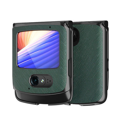 Custodia Lusso Pelle e Plastica Opaca Cover BH1 per Motorola Moto RAZR (2022) 5G Verde