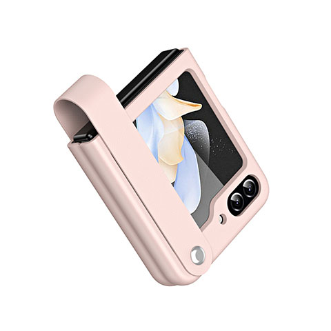 Custodia Lusso Pelle e Plastica Opaca Cover QH1 per Samsung Galaxy Z Flip5 5G Oro Rosa