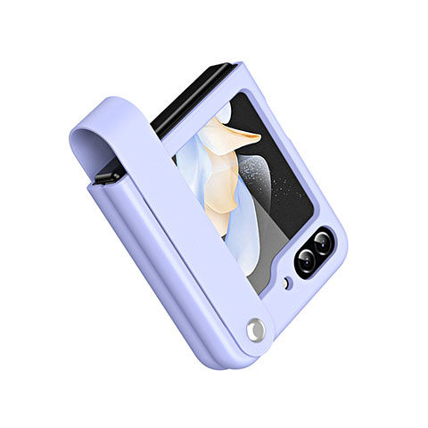Custodia Lusso Pelle e Plastica Opaca Cover QH1 per Samsung Galaxy Z Flip5 5G Viola
