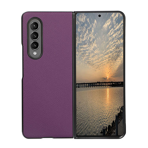 Custodia Lusso Pelle e Plastica Opaca Cover R08 per Samsung Galaxy Z Fold3 5G Viola