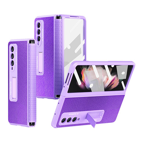 Custodia Lusso Pelle e Plastica Opaca Cover R09 per Samsung Galaxy Z Fold4 5G Viola