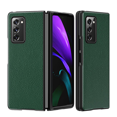 Custodia Lusso Pelle e Plastica Opaca Cover S06 per Samsung Galaxy Z Fold2 5G Verde