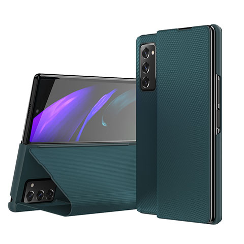 Custodia Lusso Pelle e Plastica Opaca Cover S07 per Samsung Galaxy Z Fold2 5G Verde