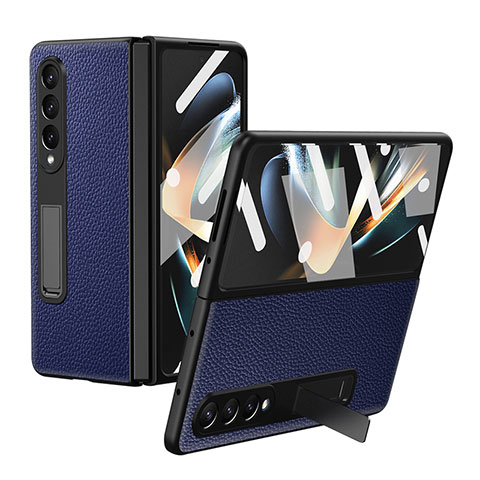 Custodia Lusso Pelle e Plastica Opaca Cover T01 per Samsung Galaxy Z Fold4 5G Blu