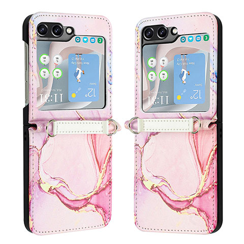 Custodia Lusso Pelle e Plastica Opaca Cover YB1 per Samsung Galaxy Z Flip5 5G Rosa