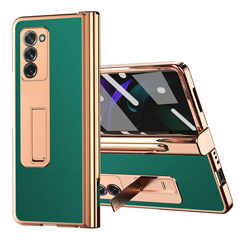 Custodia Lusso Pelle e Plastica Opaca Cover Z04 per Samsung Galaxy Z Fold2 5G Verde