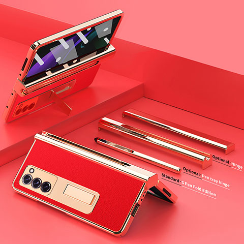 Custodia Lusso Pelle e Plastica Opaca Cover Z05 per Samsung Galaxy Z Fold2 5G Rosso