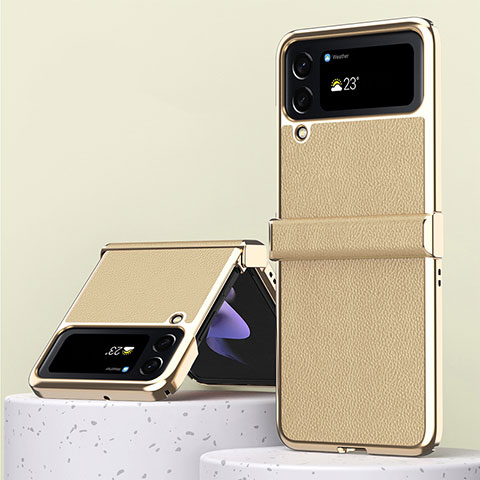 Custodia Lusso Pelle e Plastica Opaca Cover ZL3 per Samsung Galaxy Z Flip4 5G Oro