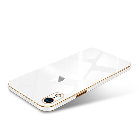 Custodia Lusso Silicone Trasparente Specchio Laterale Cover per Apple iPhone XR Bianco
