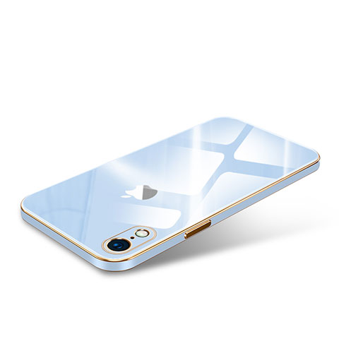 Custodia Lusso Silicone Trasparente Specchio Laterale Cover per Apple iPhone XR Cielo Blu