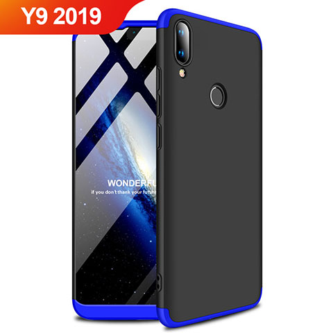 Custodia Plastica Rigida Cover Opaca A01 per Huawei Y9 (2019) Blu e Nero