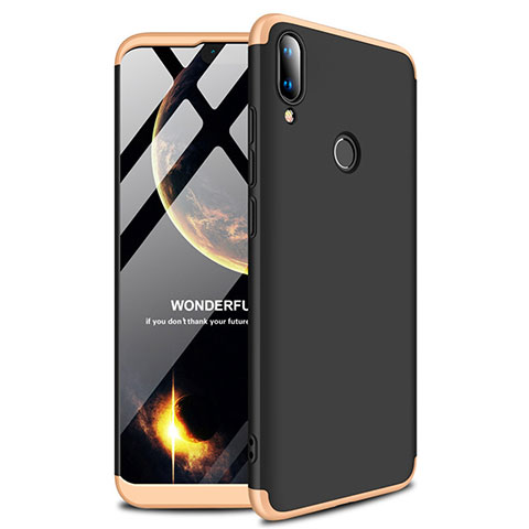 Custodia Plastica Rigida Cover Opaca A01 per Huawei Y9 (2019) Oro e Nero