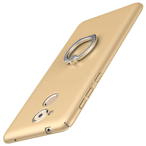 Custodia Plastica Rigida Cover Opaca con Anello Supporto A01 per Huawei Enjoy 6S Oro
