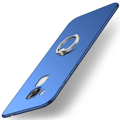 Custodia Plastica Rigida Cover Opaca con Anello Supporto A01 per Huawei G9 Plus Blu
