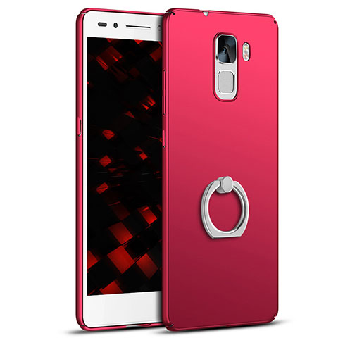 Custodia Plastica Rigida Cover Opaca con Anello Supporto A01 per Huawei Honor 7 Rosso