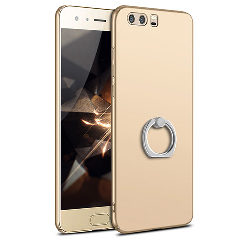 Custodia Plastica Rigida Cover Opaca con Anello Supporto A01 per Huawei Honor 9 Oro