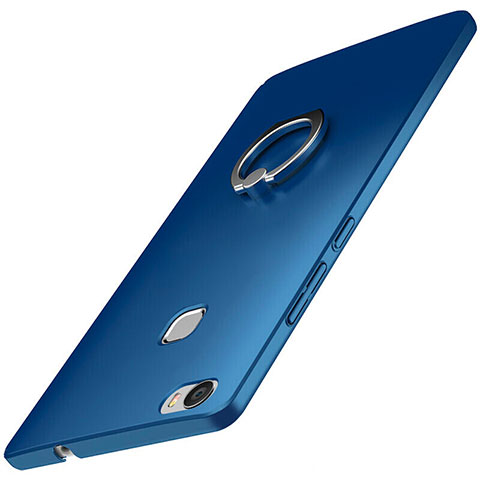 Custodia Plastica Rigida Cover Opaca con Anello Supporto A01 per Huawei Honor Note 8 Blu