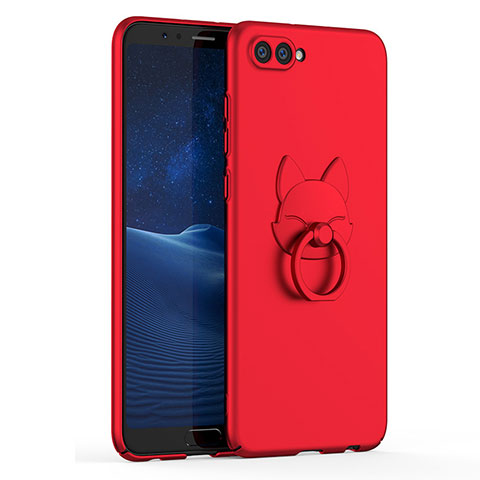 Custodia Plastica Rigida Cover Opaca con Anello Supporto A01 per Huawei Honor V10 Rosso