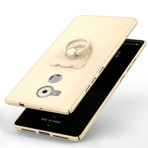 Custodia Plastica Rigida Cover Opaca con Anello Supporto A01 per Huawei Mate 8 Oro