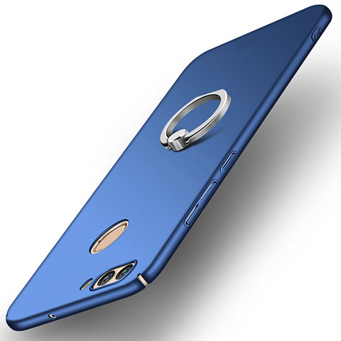 Custodia Plastica Rigida Cover Opaca con Anello Supporto A01 per Huawei Nova 2 Plus Blu