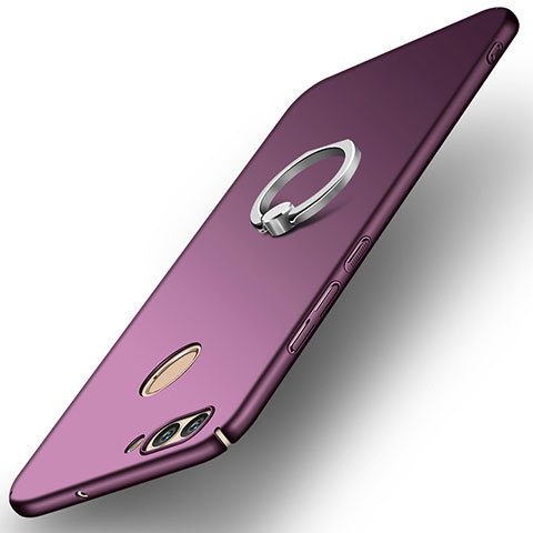 Custodia Plastica Rigida Cover Opaca con Anello Supporto A01 per Huawei Nova 2 Plus Viola