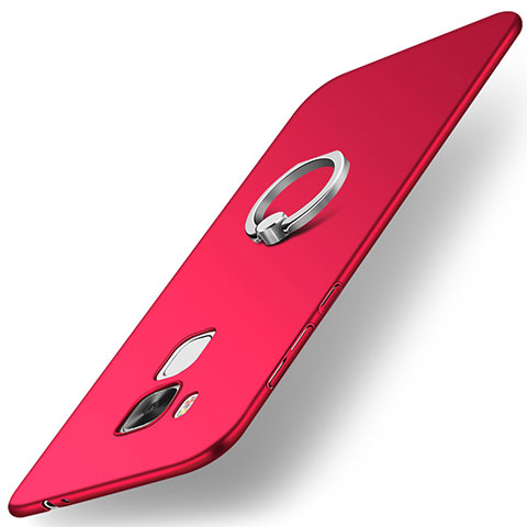 Custodia Plastica Rigida Cover Opaca con Anello Supporto A01 per Huawei Nova Plus Rosso