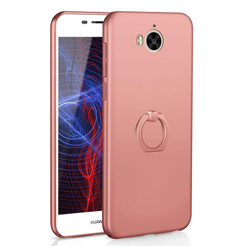 Custodia Plastica Rigida Cover Opaca con Anello Supporto A01 per Huawei Nova Young Oro Rosa