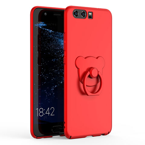 Custodia Plastica Rigida Cover Opaca con Anello Supporto A01 per Huawei P10 Rosso