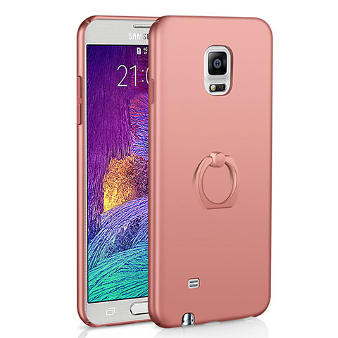 Custodia Plastica Rigida Cover Opaca con Anello Supporto A01 per Samsung Galaxy Note 4 SM-N910F Oro Rosa