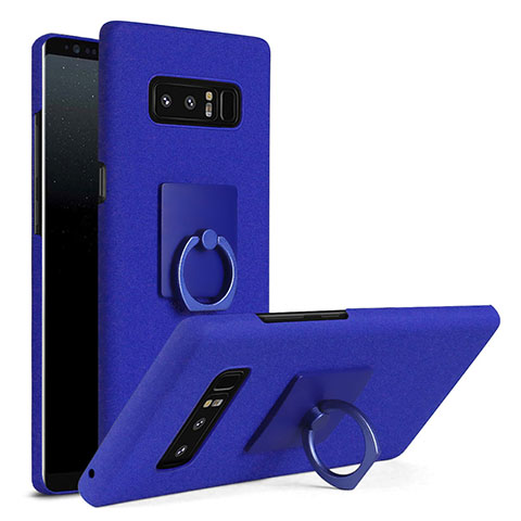 Custodia Plastica Rigida Cover Opaca con Anello Supporto A01 per Samsung Galaxy Note 8 Duos N950F Blu