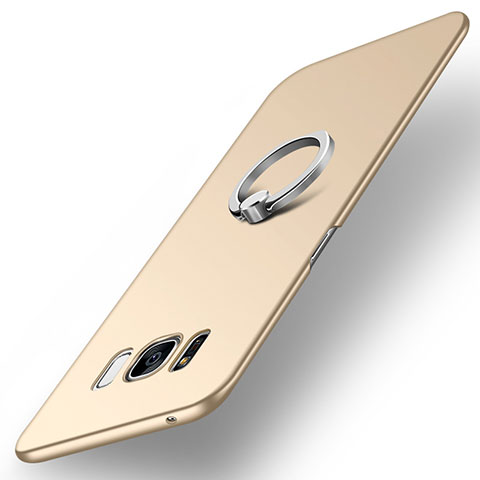 Custodia Plastica Rigida Cover Opaca con Anello Supporto A01 per Samsung Galaxy S7 Edge G935F Oro