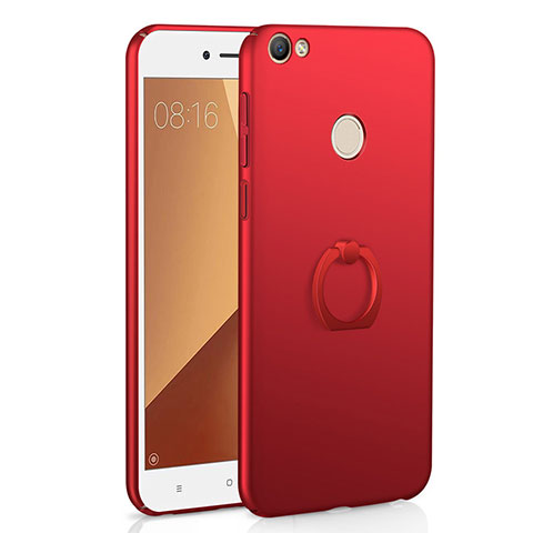 Custodia Plastica Rigida Cover Opaca con Anello Supporto A01 per Xiaomi Redmi Note 5A Pro Rosso