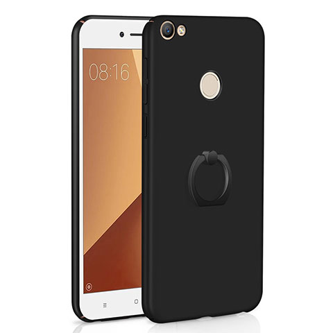 Custodia Plastica Rigida Cover Opaca con Anello Supporto A01 per Xiaomi Redmi Y1 Nero