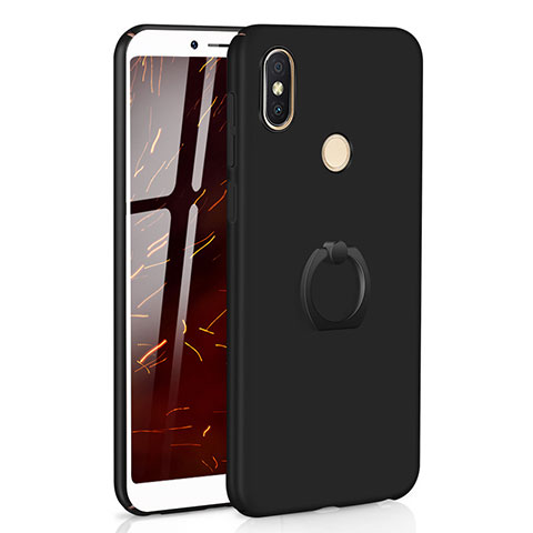 Custodia Plastica Rigida Cover Opaca con Anello Supporto A01 per Xiaomi Redmi Y2 Nero