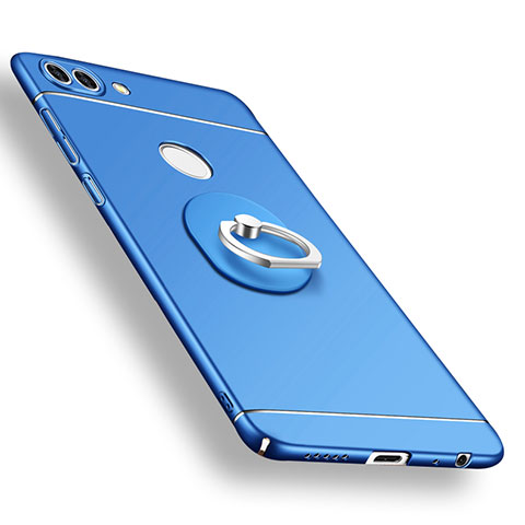 Custodia Plastica Rigida Cover Opaca con Anello Supporto A02 per Huawei Enjoy 7S Blu