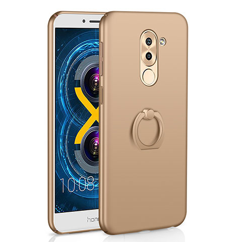 Custodia Plastica Rigida Cover Opaca con Anello Supporto A02 per Huawei GR5 (2017) Oro