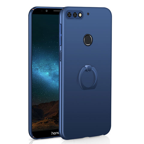 Custodia Plastica Rigida Cover Opaca con Anello Supporto A03 per Huawei Honor 7C Blu