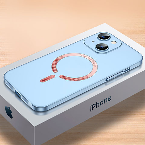 Custodia Plastica Rigida Cover Opaca con Mag-Safe Magnetic QC1 per Apple iPhone 15 Plus Cielo Blu