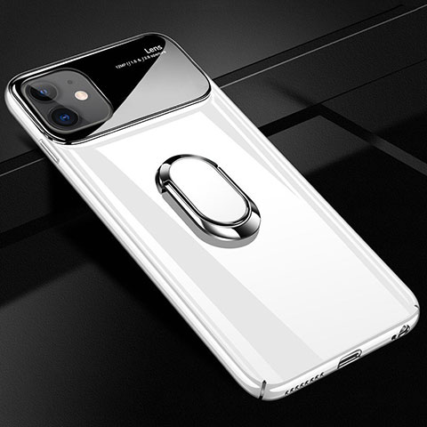 Custodia Plastica Rigida Cover Opaca con Magnetico Anello Supporto A01 per Apple iPhone 12 Bianco