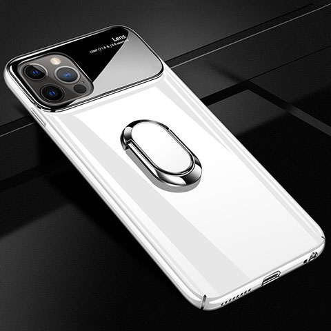 Custodia Plastica Rigida Cover Opaca con Magnetico Anello Supporto A01 per Apple iPhone 12 Pro Max Bianco