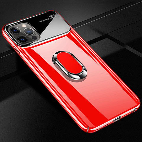 Custodia Plastica Rigida Cover Opaca con Magnetico Anello Supporto A01 per Apple iPhone 12 Pro Max Rosso