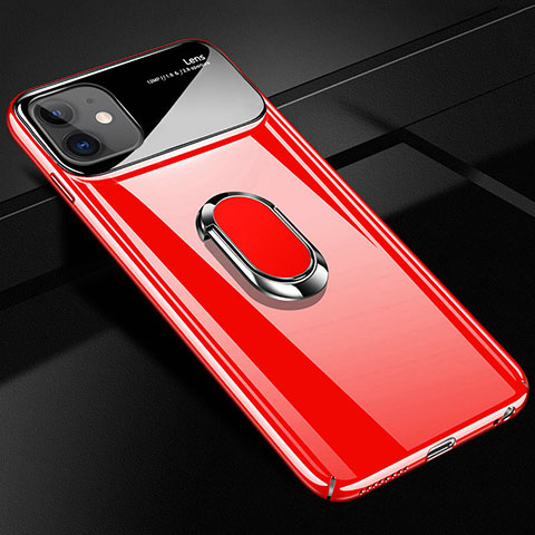 Custodia Plastica Rigida Cover Opaca con Magnetico Anello Supporto A01 per Apple iPhone 12 Rosso