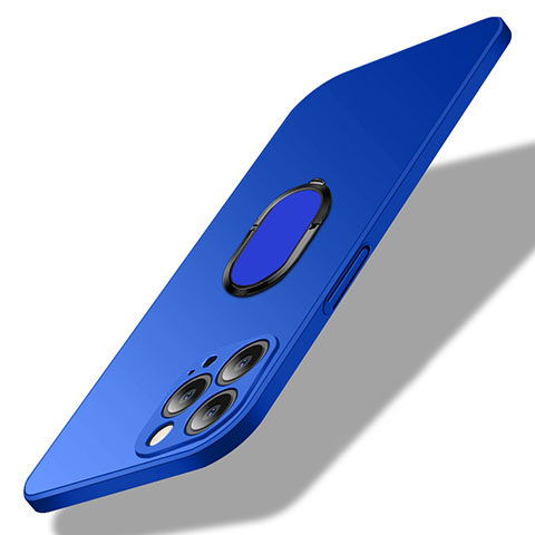 Custodia Plastica Rigida Cover Opaca con Magnetico Anello Supporto A01 per Apple iPhone 13 Pro Max Blu
