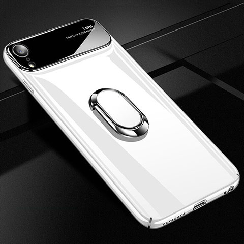 Custodia Plastica Rigida Cover Opaca con Magnetico Anello Supporto A01 per Apple iPhone XR Bianco