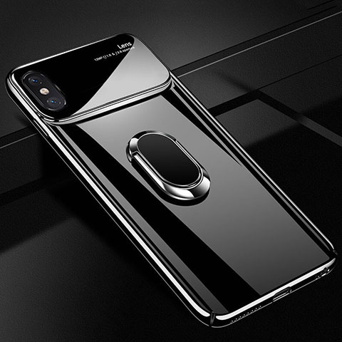 Custodia Plastica Rigida Cover Opaca con Magnetico Anello Supporto A01 per Apple iPhone Xs Nero